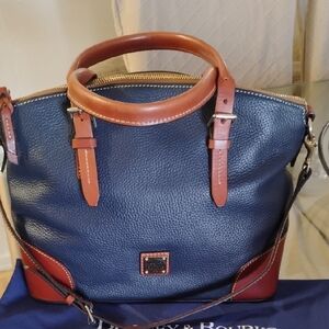 Dooney & Bourke Navy and Brown Satchel